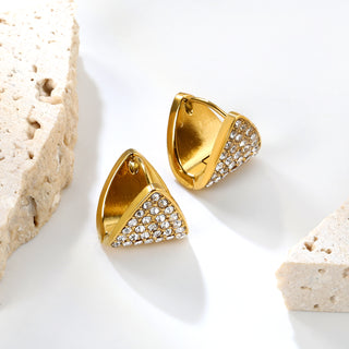 TRIANGLE Earring /Huggies Doubleside Gold