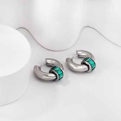 BULVARI Earring / Hoops GREEN-Silver